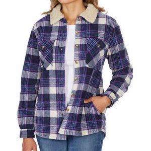 Soho Threads Ladies' Plush Shirt Jacket Top BLUE